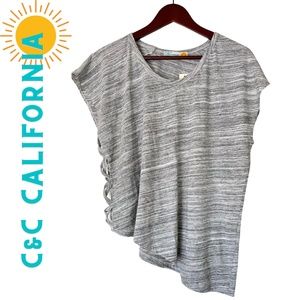 NWT - C & C California Heathered Gray Angled Hem Tee M/L